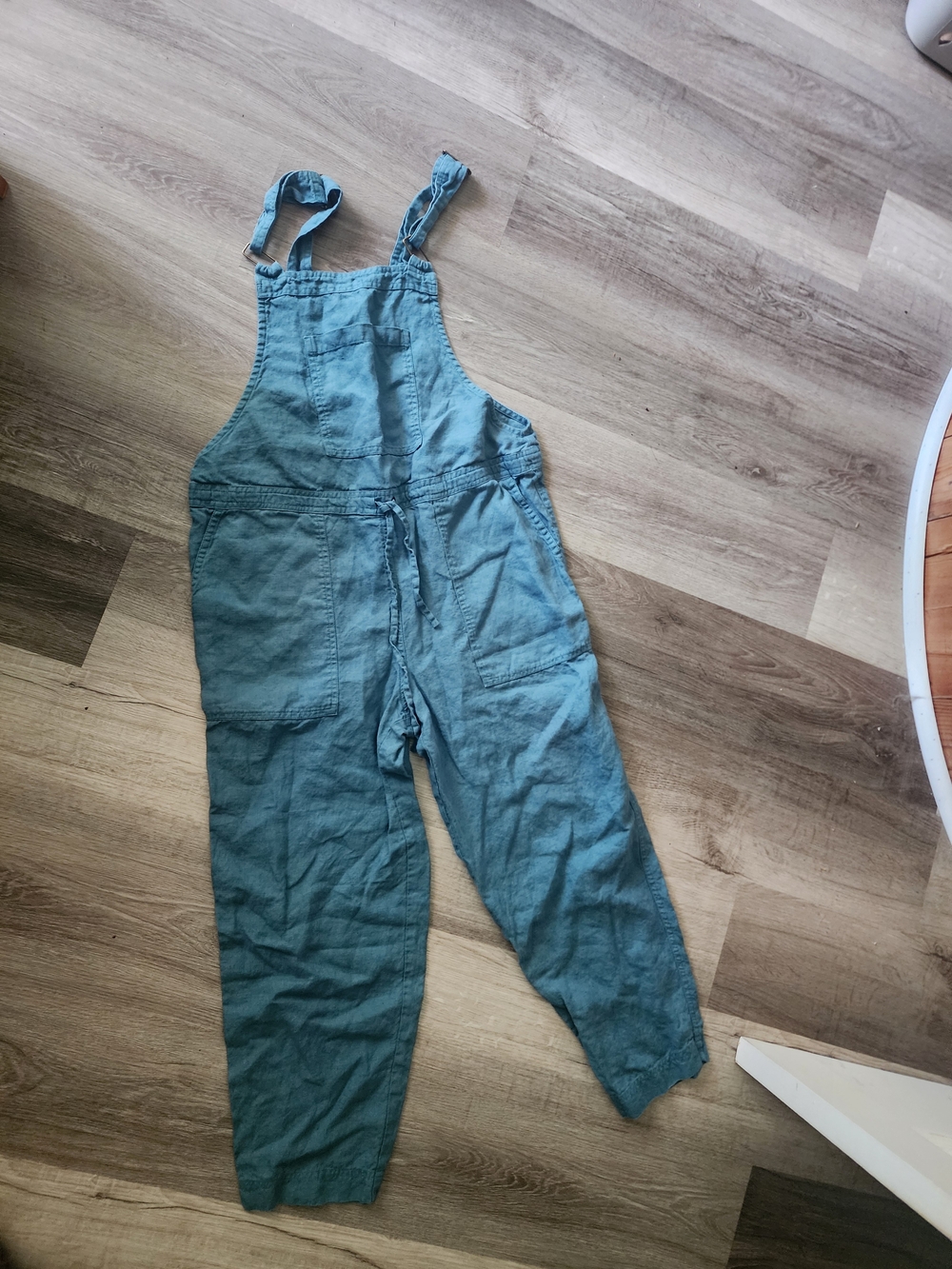 notPERFECTLINEN Teal Linen Jumpsuit Overalls